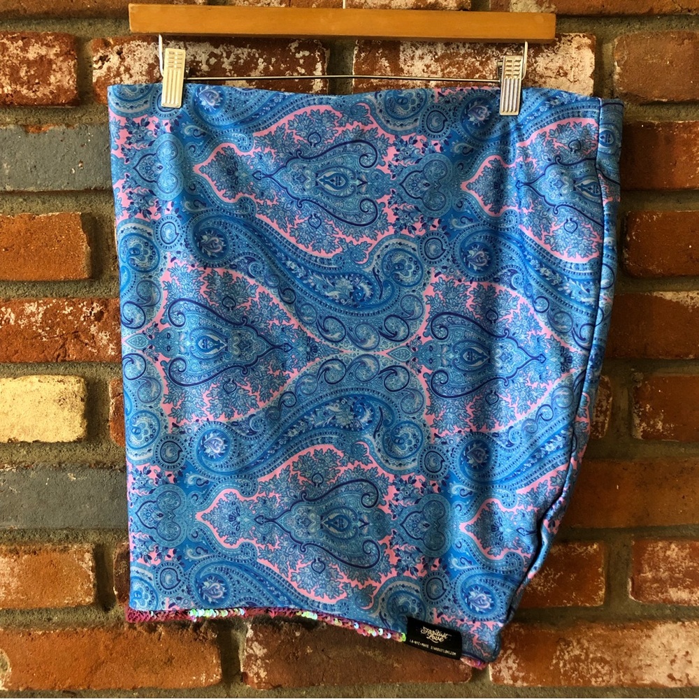 Stardust Love Reversible Sequined Paisley Cosmic Festival Infinity Head Scarf - Picture 2 of 9